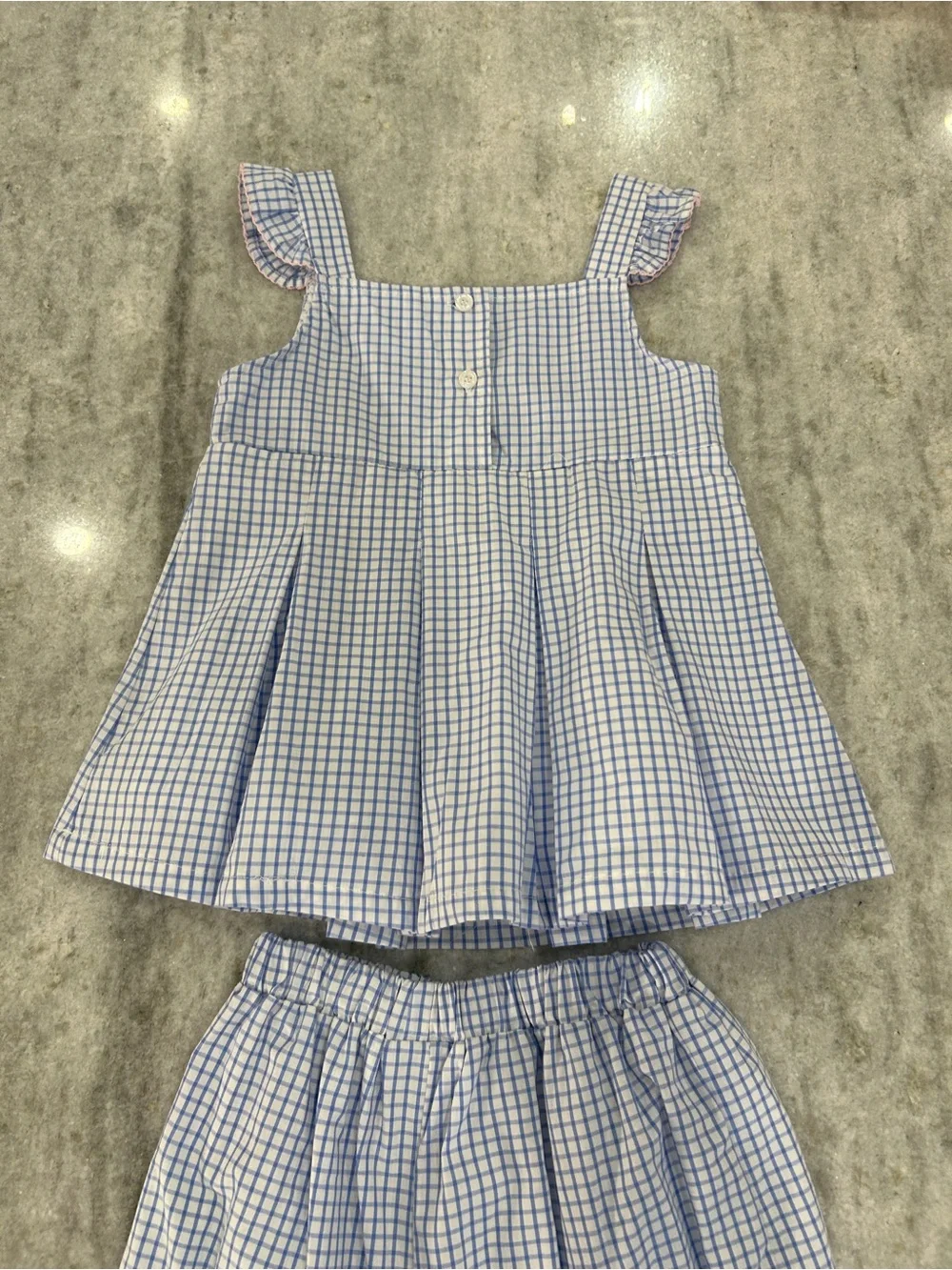 Classic Whimsy Girls Blue Striped Two-Piece Set with School Icons Size 6